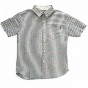 2/$10 Volcom Blue & White Striped Button Down - Size Small